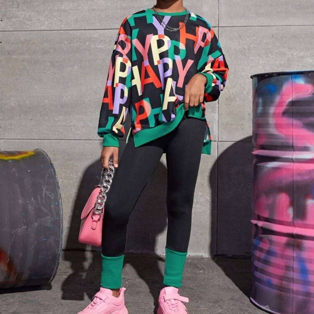 SHEIN Colorful 'Happy' Kids Matching Set